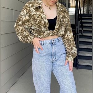 NWT Vintage 100% Silk Neutral Color Hawaiian Long Sleeve Shirt - Size 2XL